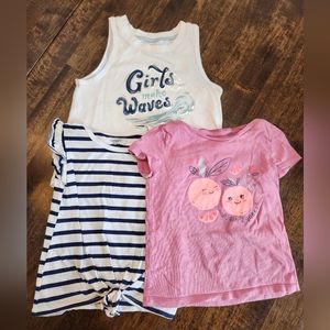 Osh Kosh and Carters Toddler Girl Shirts, Set of 3, Size 4T
